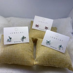 Realistic butterfly sterling silver earrings